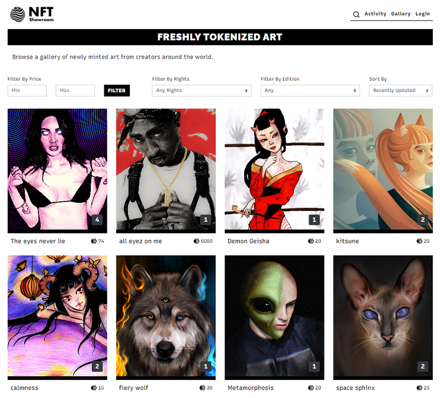 NFT Showroom General Browse Layout