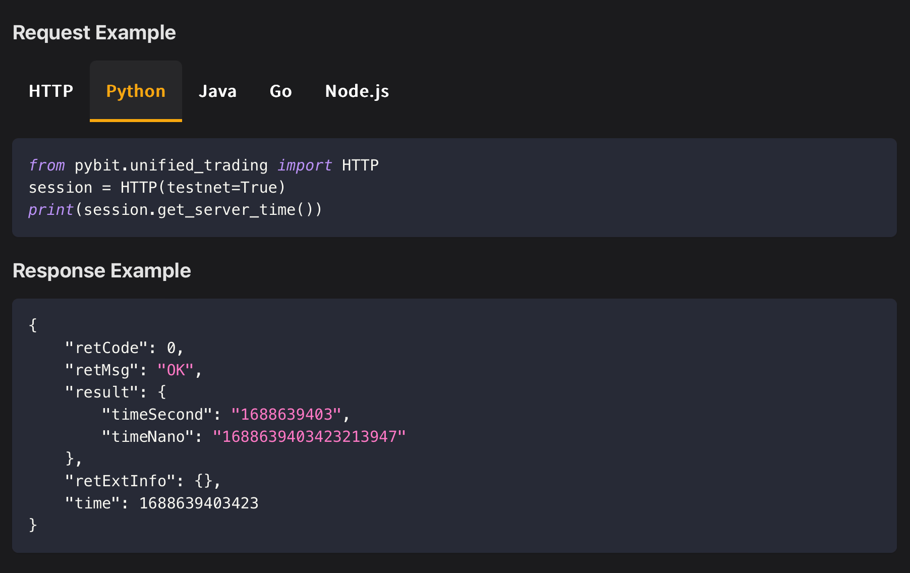 Bybit Python example