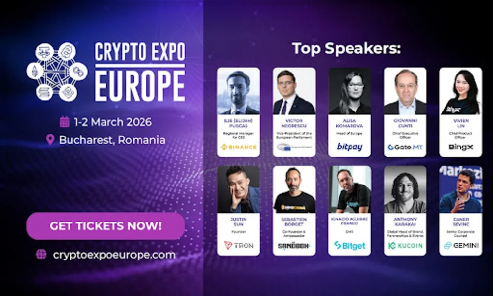 Binance’s Ilie Puscas and Justin Sun Among Crypto Expo Europe Speakers for Bucharest 2026 Event