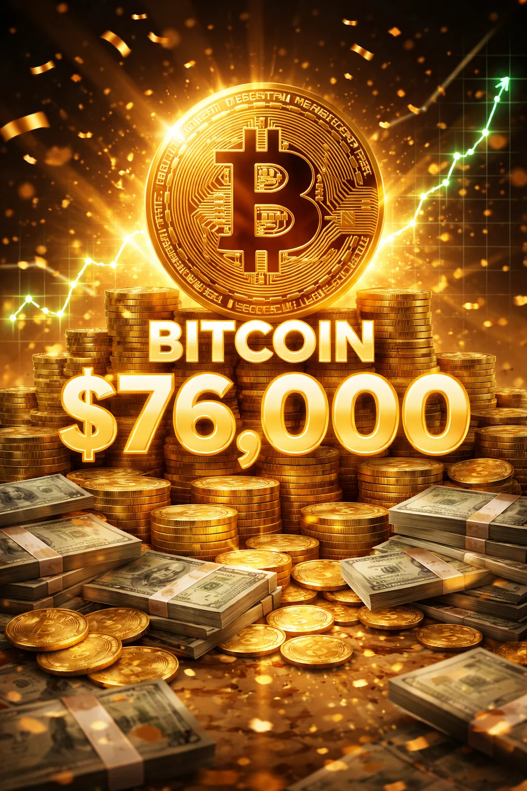 Bitcoin Briefly Hits $76k, Wiping Out $450M in Short Positions