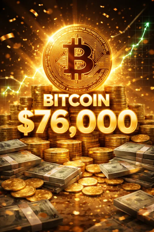 Bitcoin Briefly Hits $76k, Wiping Out $450M in Short Positions