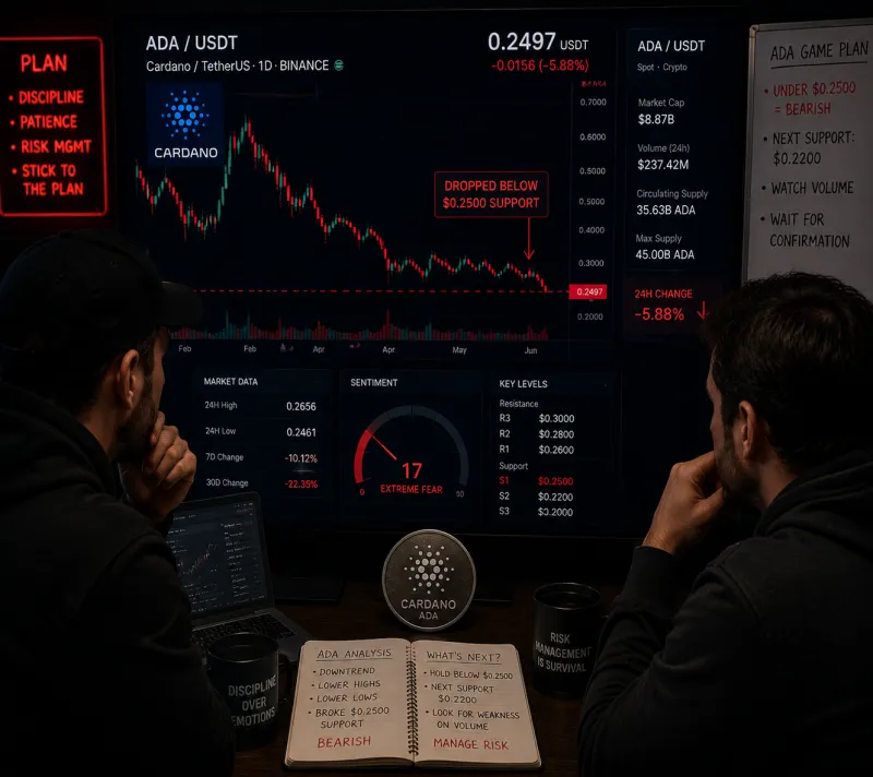 Cardano (ADA) Dips Below $0.25 as Whale Accumulation Signals Dip-Buying Interest