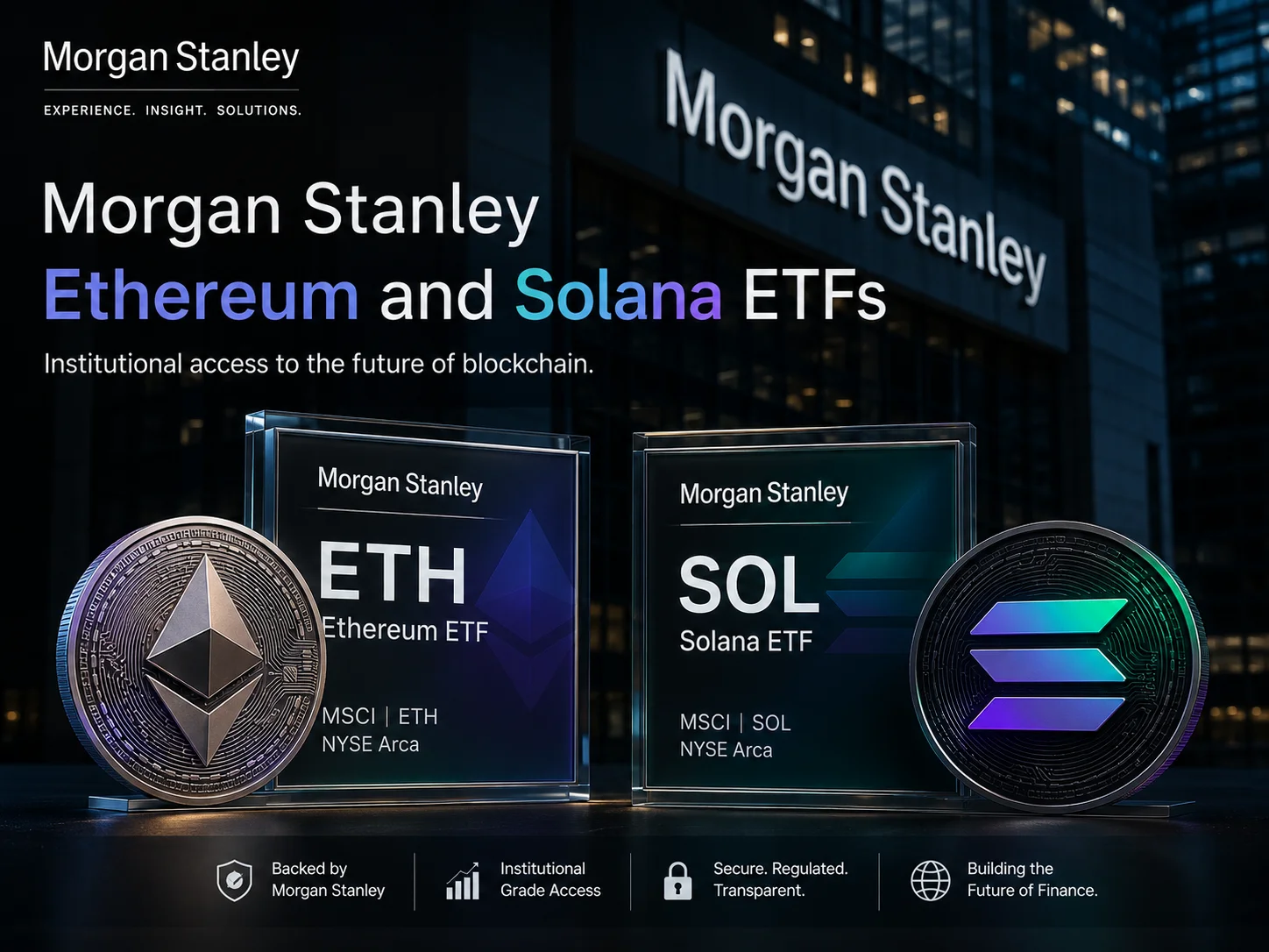 Morgan Stanley Files for Ethereum and Solana ETFs With Lowest Fees and Staking Feature