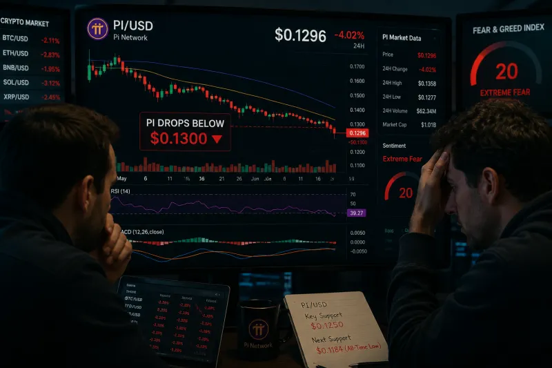 Pi Network Price Slips Below $0.1300 as Bearish Market Sentiment Intensifies