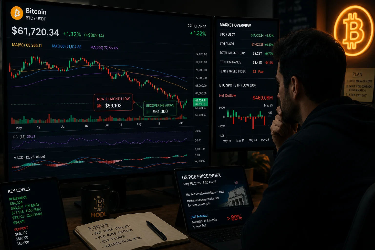 Bitcoin Rebounds Above $61,700 After Hitting 21-Month Low as Traders Await Key US Inflation Data