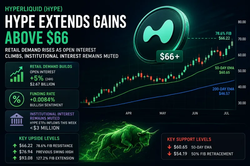 Hyperliquid Price Outlook: HYPE Holds Above $67 as Retail Traders Drive Bullish Momentum